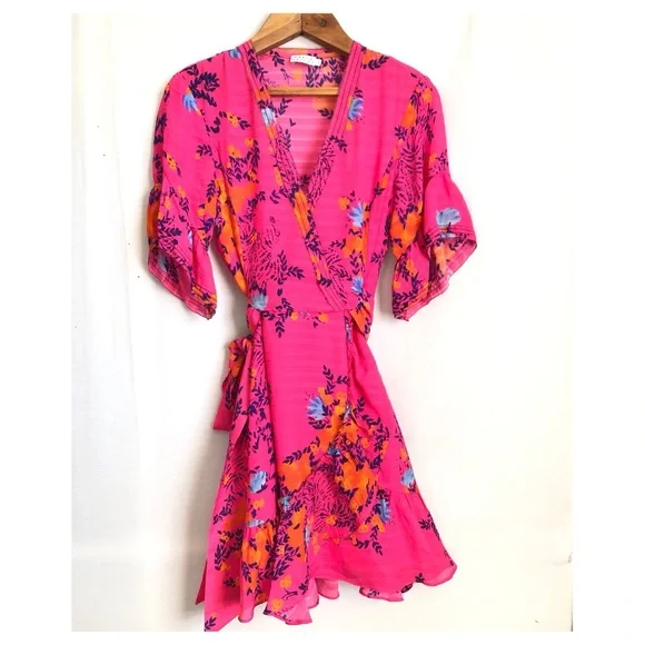 {Tanya Taylor} Kayla Floral Dress in Bright Pink - Picture 2 of 14